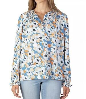 Joie Blue Floral Long Sleeve Top Size XL